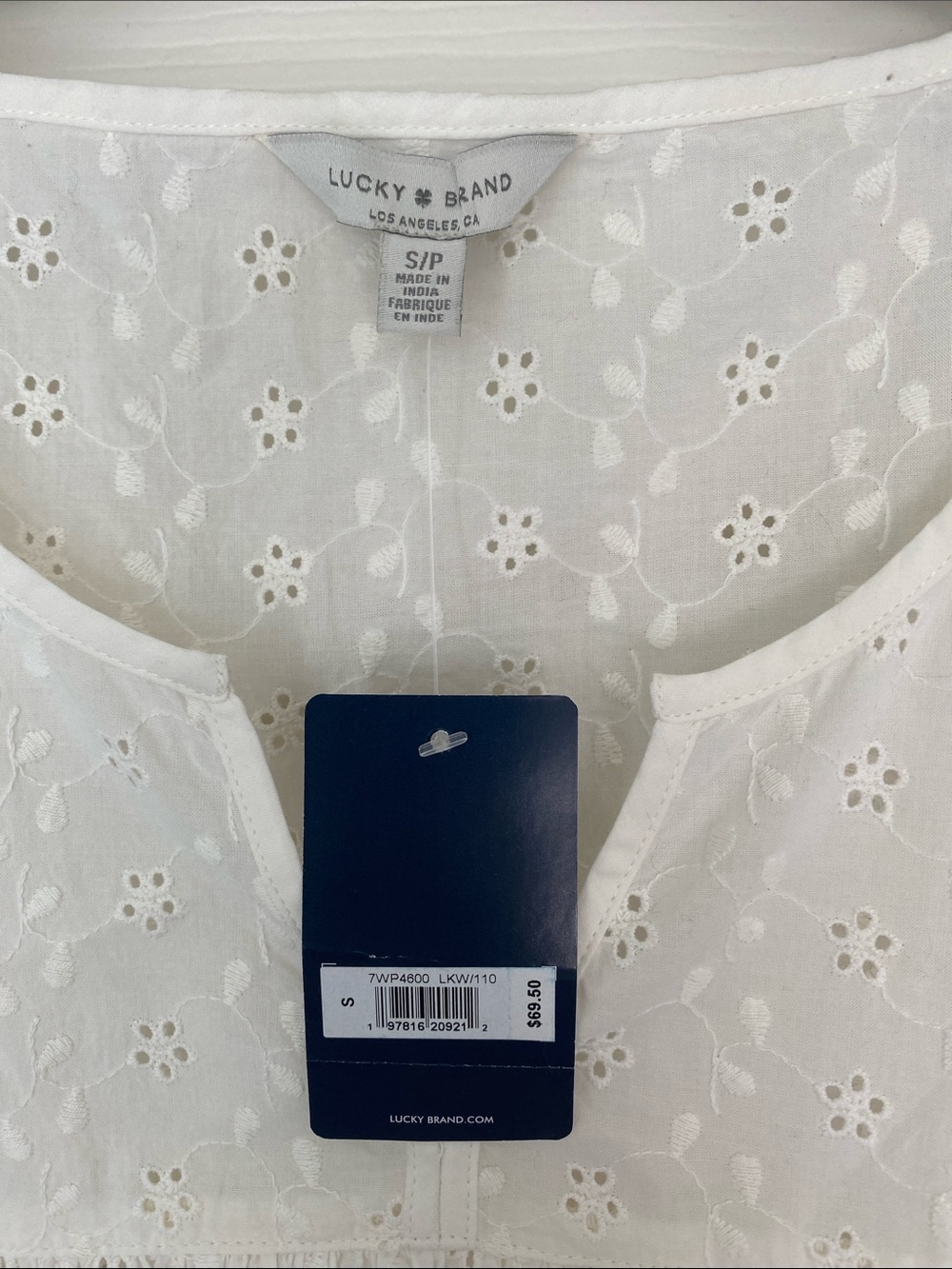 Lucky Brand White Eyelet Sleeveless Peasant Top - Picture 3 of 7